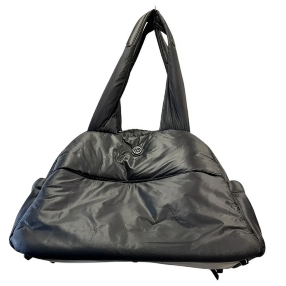 Joan‎ & David Black Puffer Tote Bag Quilted Carryall Travel Handbag Nylon